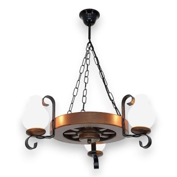 Brilagi - Suspension chaîne ROATA 3xE14/40W/230V hêtre/noyer