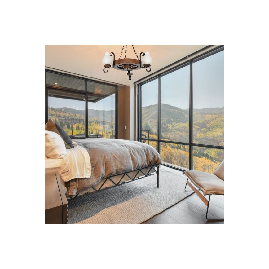 Brilagi - Suspension chaîne ROATA 3xE14/40W/230V hêtre/noyer