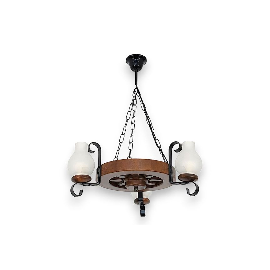 Brilagi - Suspension chaîne ROATA 3xE14/40W/230V hêtre/noyer