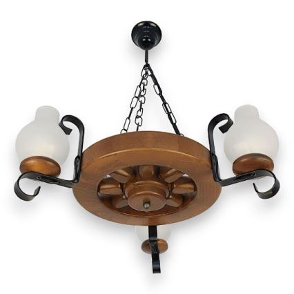 Brilagi - Suspension chaîne ROATA 3xE14/40W/230V hêtre/noyer