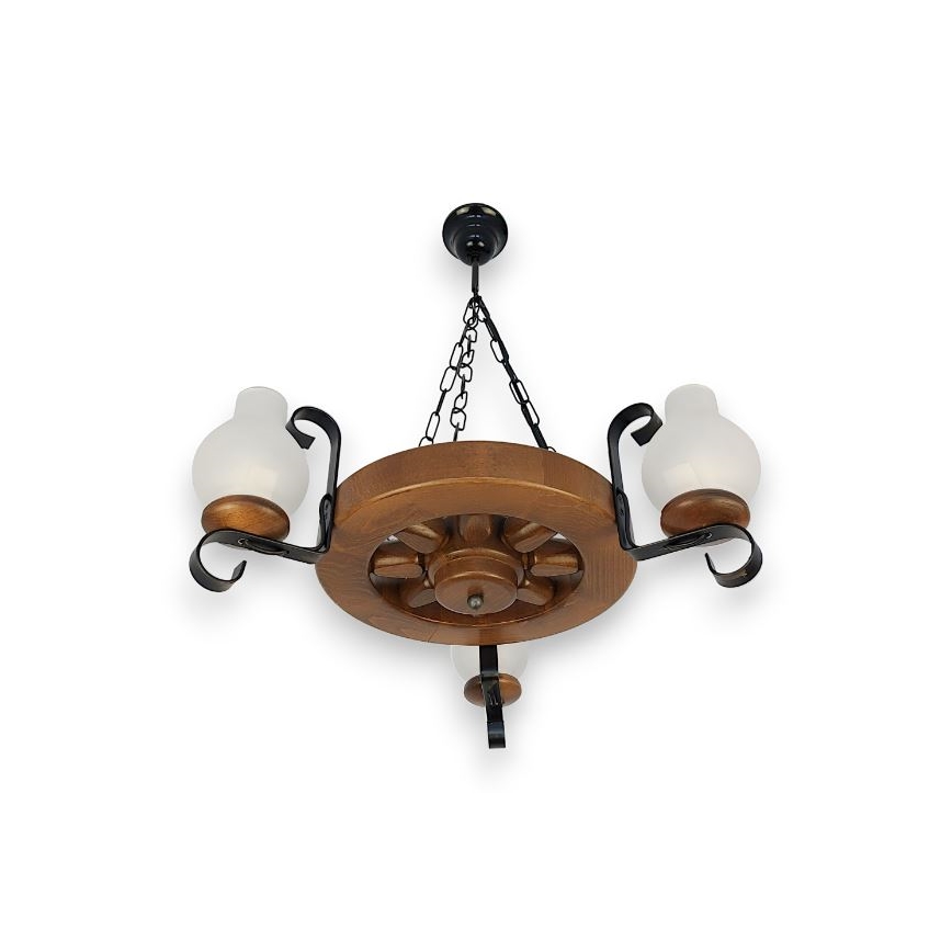 Brilagi - Suspension chaîne ROATA 3xE14/40W/230V hêtre/noyer