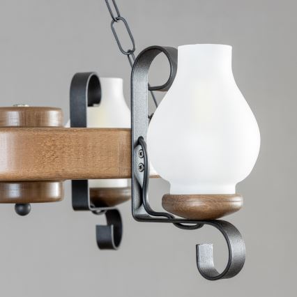 Brilagi - Suspension chaîne ROATA 3xE14/40W/230V hêtre/noyer