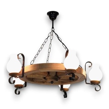 Brilagi - Suspension chaîne ROATA 5xE14/40W/230V hêtre