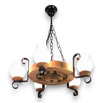 Brilagi - Suspension chaîne ROATA 5xE14/40W/230V hêtre