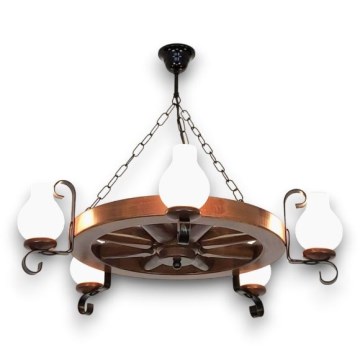 Brilagi - Suspension chaîne ROATA 5xE14/40W/230V hêtre/noyer