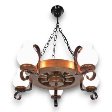 Brilagi - Suspension chaîne ROATA 5xE14/40W/230V hêtre/noyer