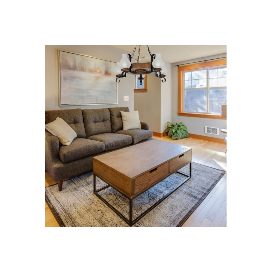 Brilagi - Suspension chaîne ROATA 5xE14/40W/230V hêtre/noyer