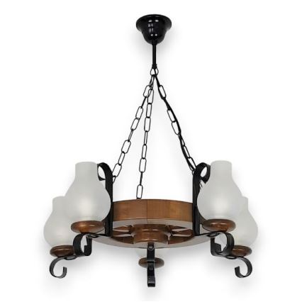 Brilagi - Suspension chaîne ROATA 5xE14/40W/230V hêtre/noyer