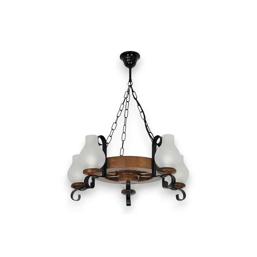 Brilagi - Suspension chaîne ROATA 5xE14/40W/230V hêtre/noyer