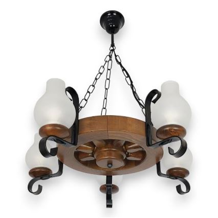 Brilagi - Suspension chaîne ROATA 5xE14/40W/230V hêtre/noyer
