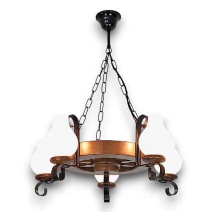 Brilagi - Suspension chaîne ROATA 5xE14/40W/230V hêtre/noyer