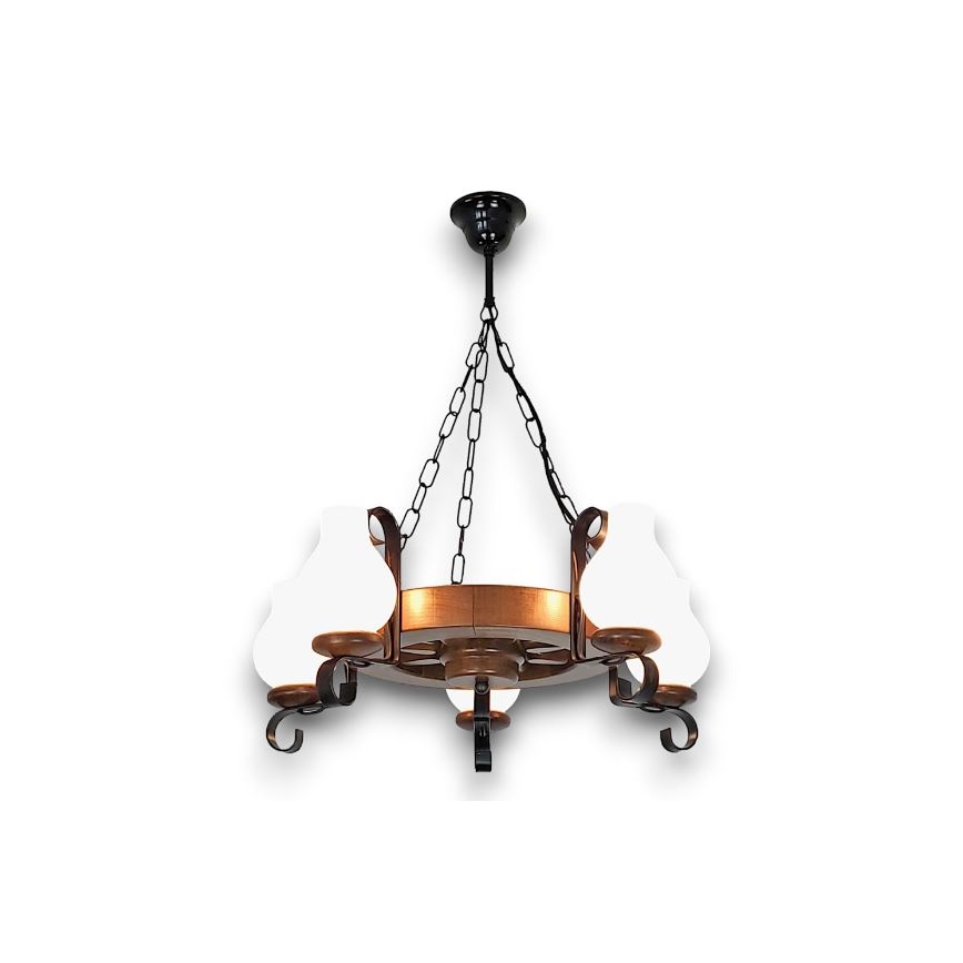 Brilagi - Suspension chaîne ROATA 5xE14/40W/230V hêtre/noyer