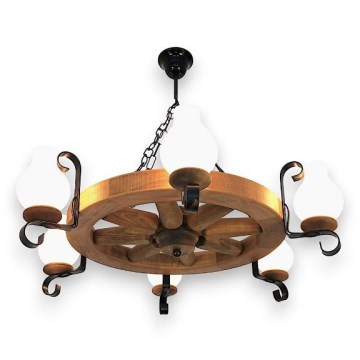 Brilagi - Suspension chaîne ROATA 6xE14/40W/230V hêtre