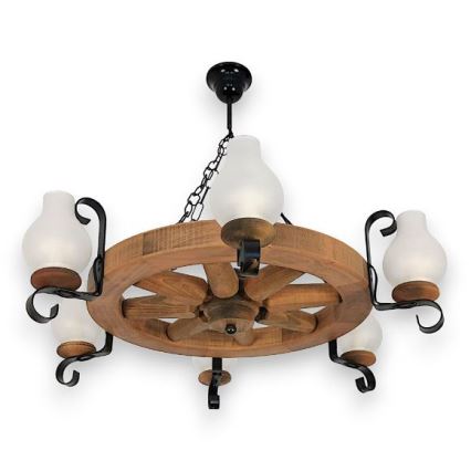 Brilagi - Suspension chaîne ROATA 6xE14/40W/230V hêtre