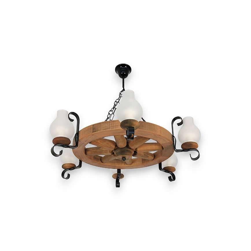 Brilagi - Suspension chaîne ROATA 6xE14/40W/230V hêtre