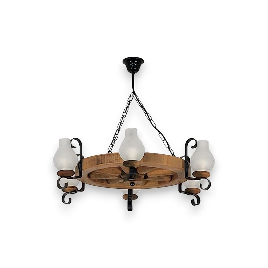 Brilagi - Suspension chaîne ROATA 6xE14/40W/230V hêtre