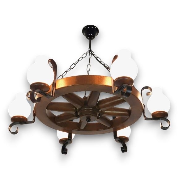 Brilagi - Suspension chaîne ROATA 6xE14/40W/230V hêtre/noyer
