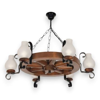 Brilagi - Suspension chaîne ROATA 6xE14/40W/230V hêtre/noyer