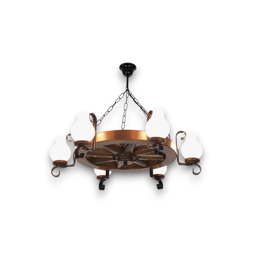 Brilagi - Suspension chaîne ROATA 6xE14/40W/230V hêtre/noyer