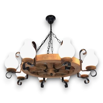 Brilagi - Suspension chaîne ROATA 8xE14/40W/230V hêtre