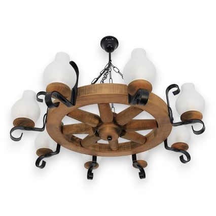 Brilagi - Suspension chaîne ROATA 8xE14/40W/230V hêtre