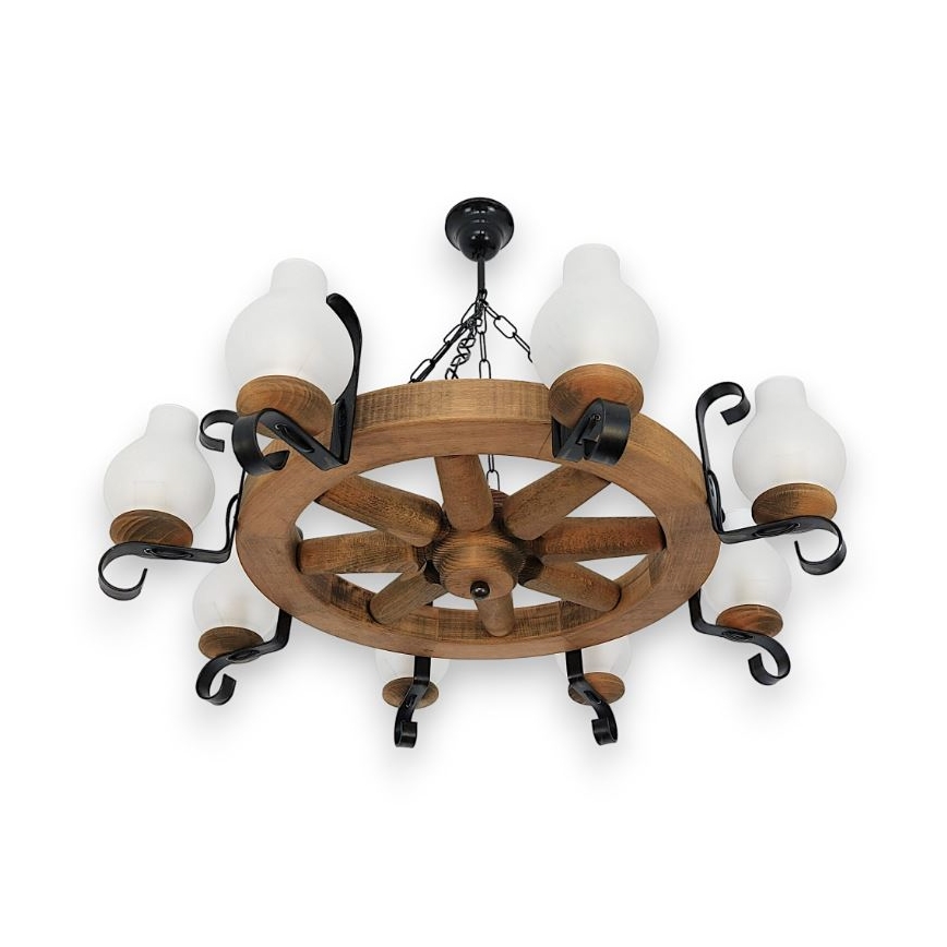 Brilagi - Suspension chaîne ROATA 8xE14/40W/230V hêtre