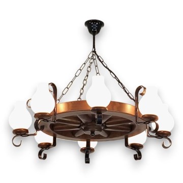 Brilagi - Suspension chaîne ROATA 8xE14/40W/230V hêtre/noyer