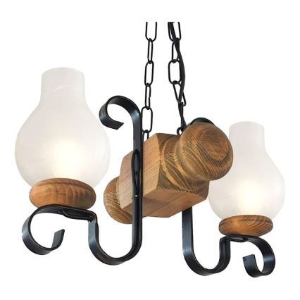 Brilagi - Suspension chaîne RUSTIC 2xE14/40W/230V hêtre