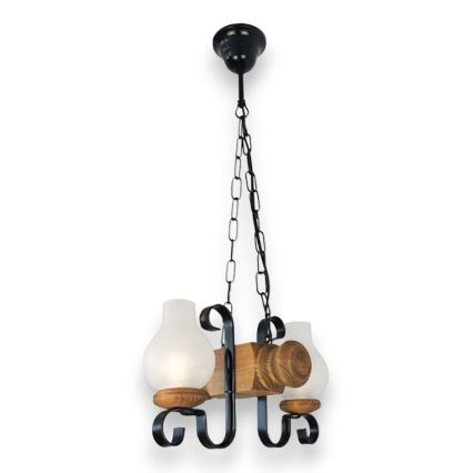 Brilagi - Suspension chaîne RUSTIC 2xE14/40W/230V hêtre