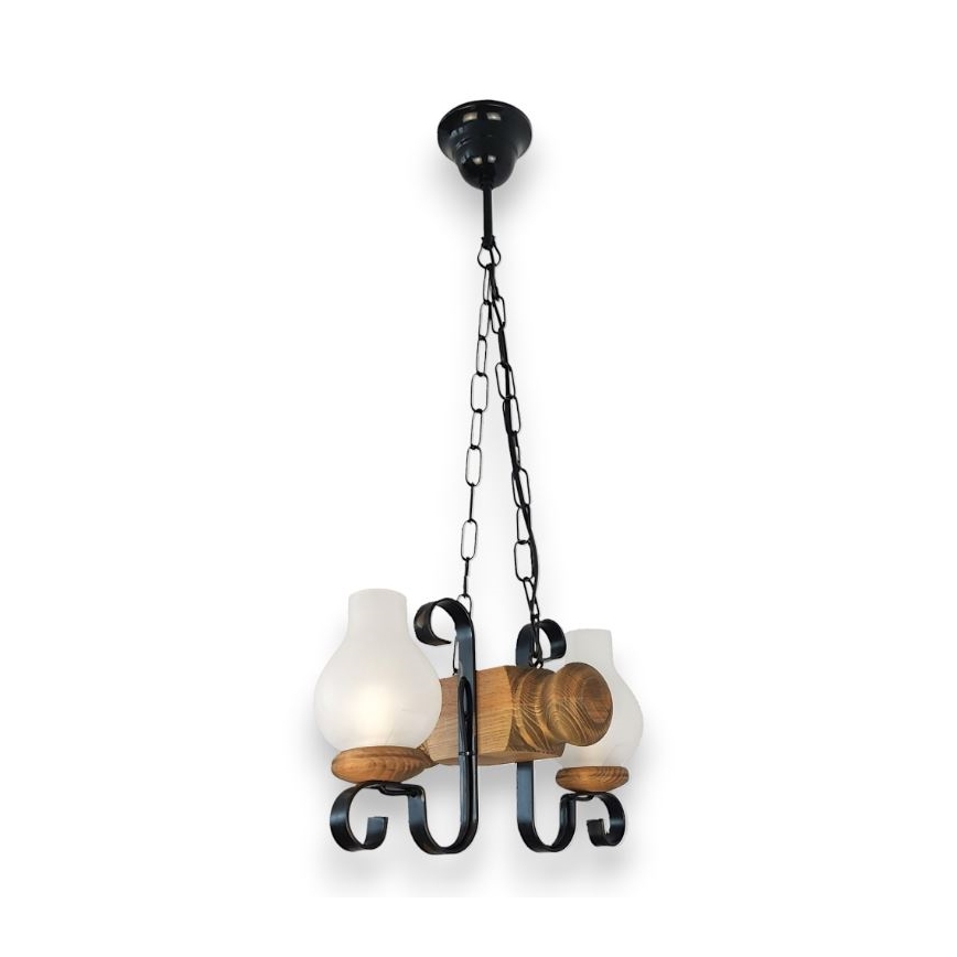 Brilagi - Suspension chaîne RUSTIC 2xE14/40W/230V hêtre