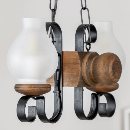 Brilagi - Suspension chaîne RUSTIC 2xE14/40W/230V hêtre