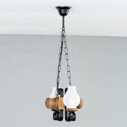 Brilagi - Suspension chaîne RUSTIC 2xE14/40W/230V hêtre