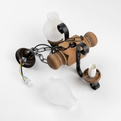 Brilagi - Suspension chaîne RUSTIC 2xE14/40W/230V hêtre