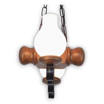 Brilagi - Suspension chaîne RUSTIC 2xE14/40W/230V hêtre/noyer