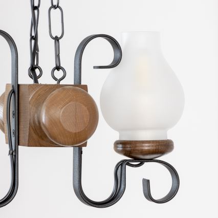 Brilagi - Suspension chaîne RUSTIC 2xE14/40W/230V hêtre/noyer