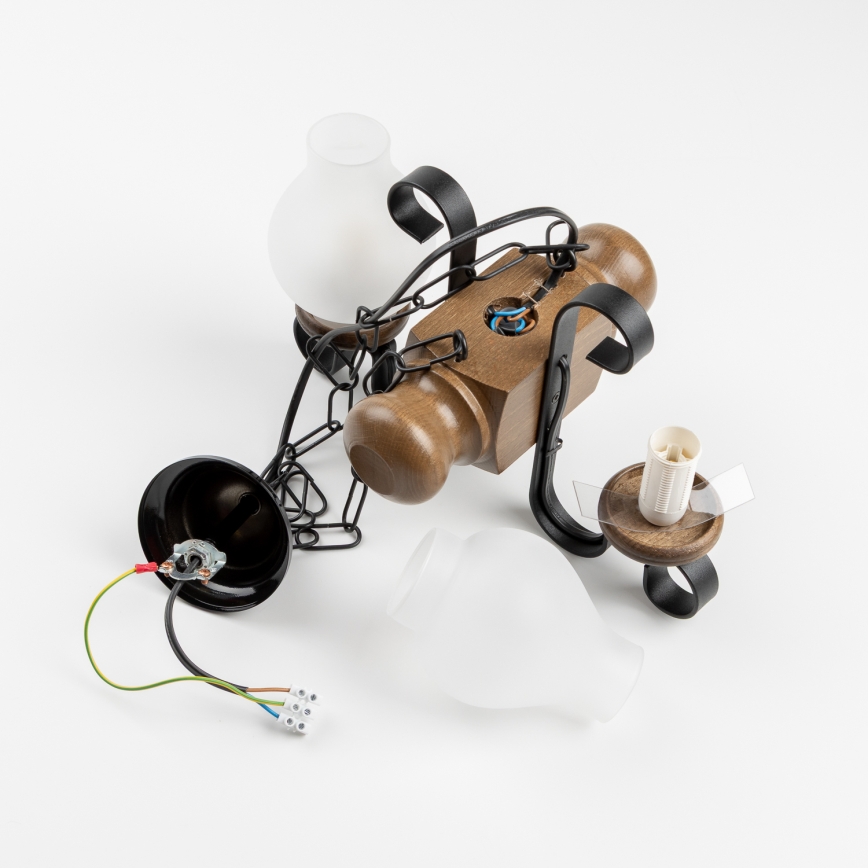 Brilagi - Suspension chaîne RUSTIC 2xE14/40W/230V hêtre/noyer