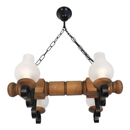 Brilagi - Suspension chaîne RUSTIC 4xE14/40W/230V hêtre