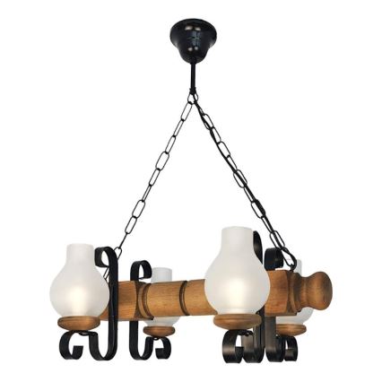 Brilagi - Suspension chaîne RUSTIC 4xE14/40W/230V hêtre