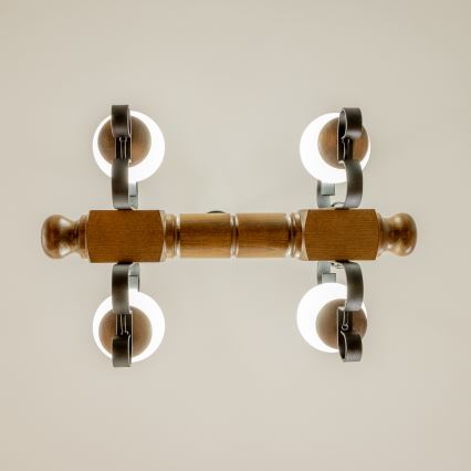 Brilagi - Suspension chaîne RUSTIC 4xE14/40W/230V hêtre/noyer