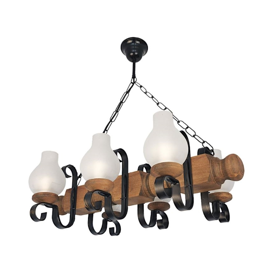 Brilagi - Suspension chaîne RUSTIC 6xE14/40W/230V hêtre