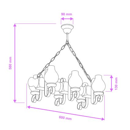 Brilagi - Suspension chaîne RUSTIC 6xE14/40W/230V hêtre