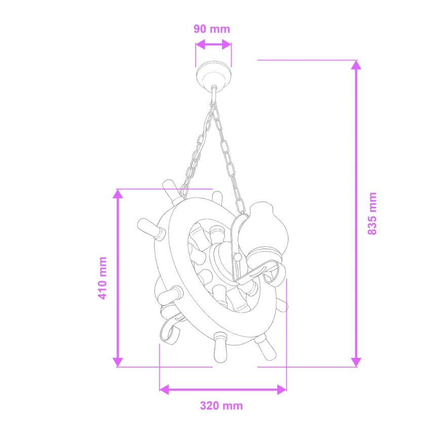 Brilagi - Suspension chaîne TIMONA 2xE14/40W/230V hêtre