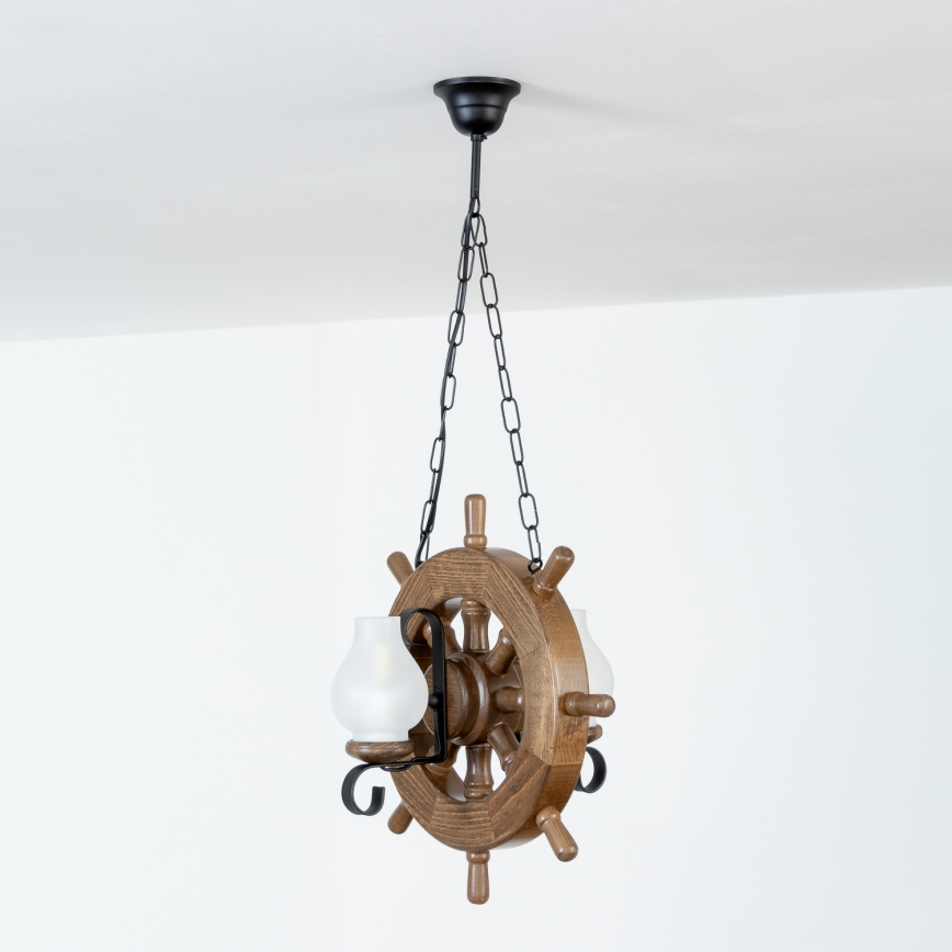 Brilagi - Suspension chaîne TIMONA 2xE14/40W/230V hêtre/noyer