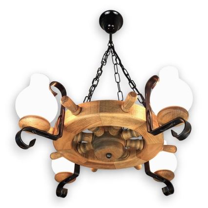 Brilagi - Suspension chaîne TIMONA 4xE14/40W/230V hêtre