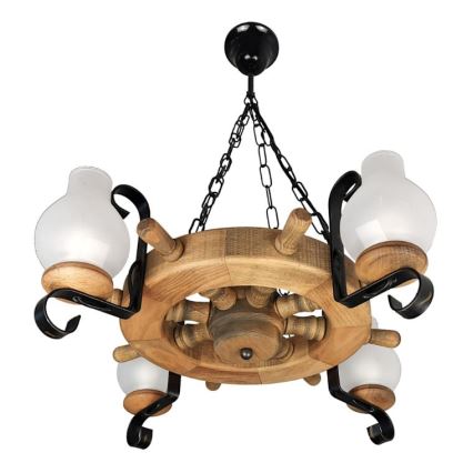Brilagi - Suspension chaîne TIMONA 4xE14/40W/230V hêtre
