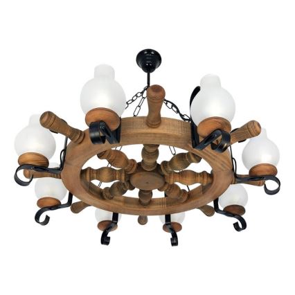 Brilagi - Suspension chaîne TIMONA 8xE14/40W/230V hêtre