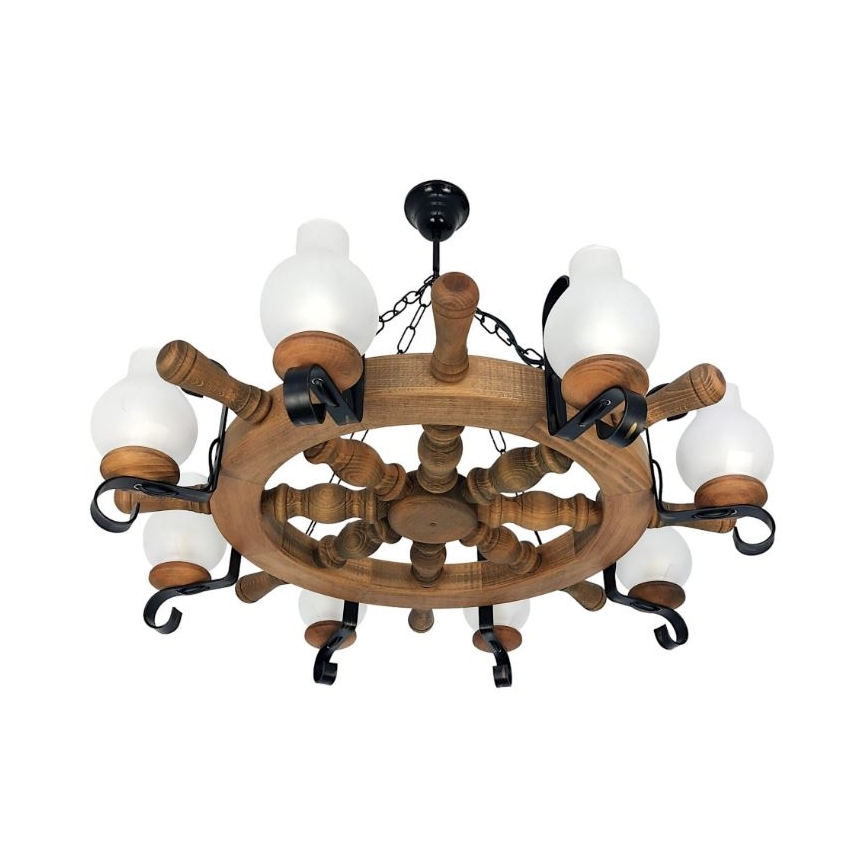 Brilagi - Suspension chaîne TIMONA 8xE14/40W/230V hêtre