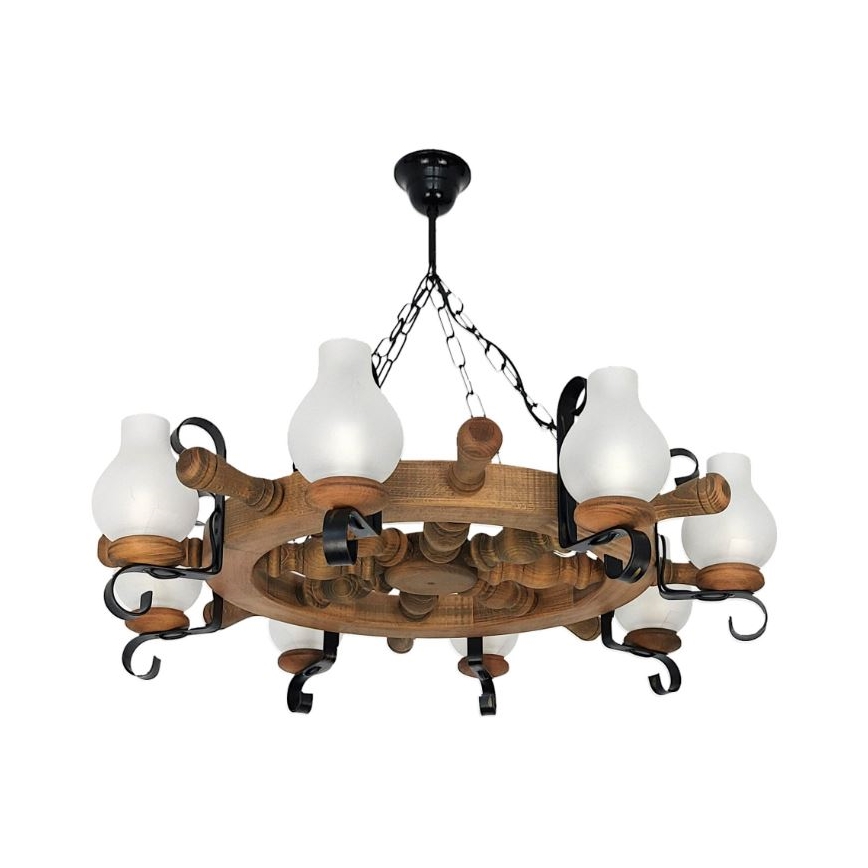 Brilagi - Suspension chaîne TIMONA 8xE14/40W/230V hêtre
