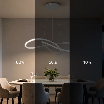 Brilagi - suspension LED dimmable sur câble INFINITY LED/80W/230V 3000-6000K 80x80 cm blanche + télécommande