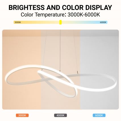 Brilagi - suspension LED dimmable sur câble INFINITY LED/80W/230V 3000-6000K 80x80 cm blanche + télécommande